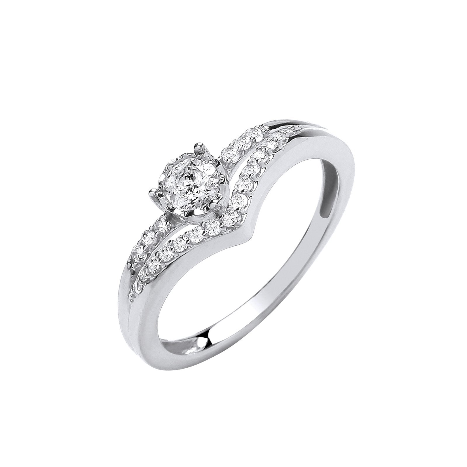 9ct White Gold 0.33ct Split Shank Engagement Ring - Fine Ring - Certified Authentic – Luxury Jewellery by Imperial Tim